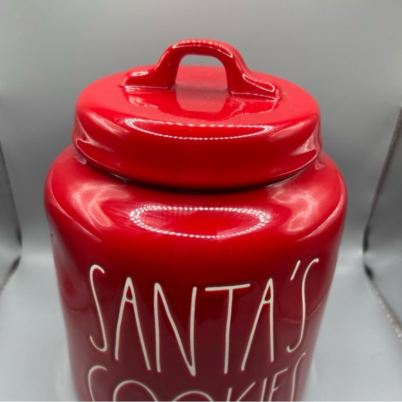 Rae Dunn SANTA’S COOKIES Classic Chubby Red Canister Holiday Christmas NEW - Picture 2 of 3